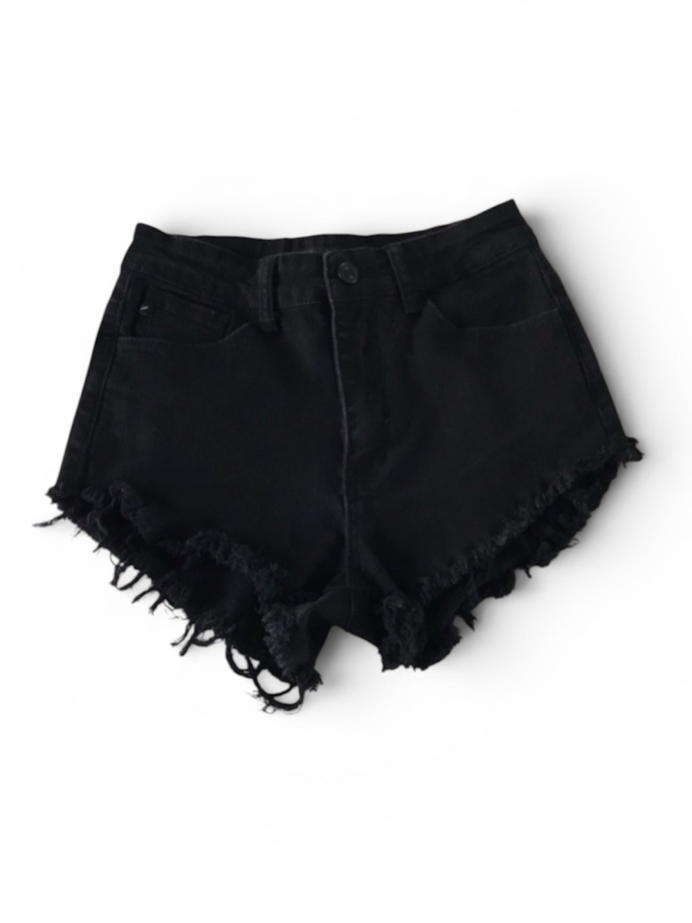 KANCAN Frayed Denim Shorts 26 W5 Black
